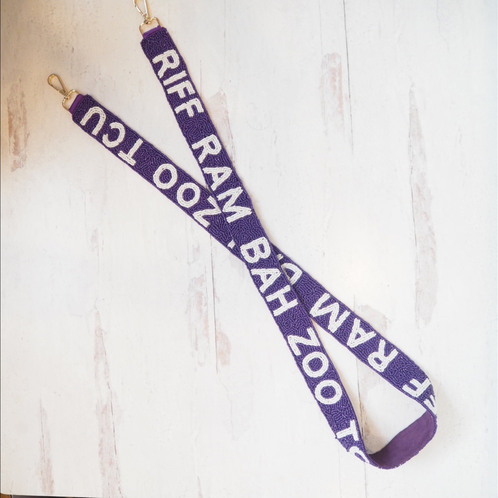 Collegiate Game Day Riff Ram Bah Zoo TCU Purple Purse Strap